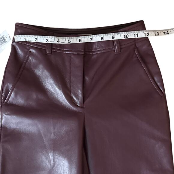 NWT Aritzia Babaton Command Cropped Trouser Vegan Leather Rich Maroon Size 00 - Picture 10 of 11